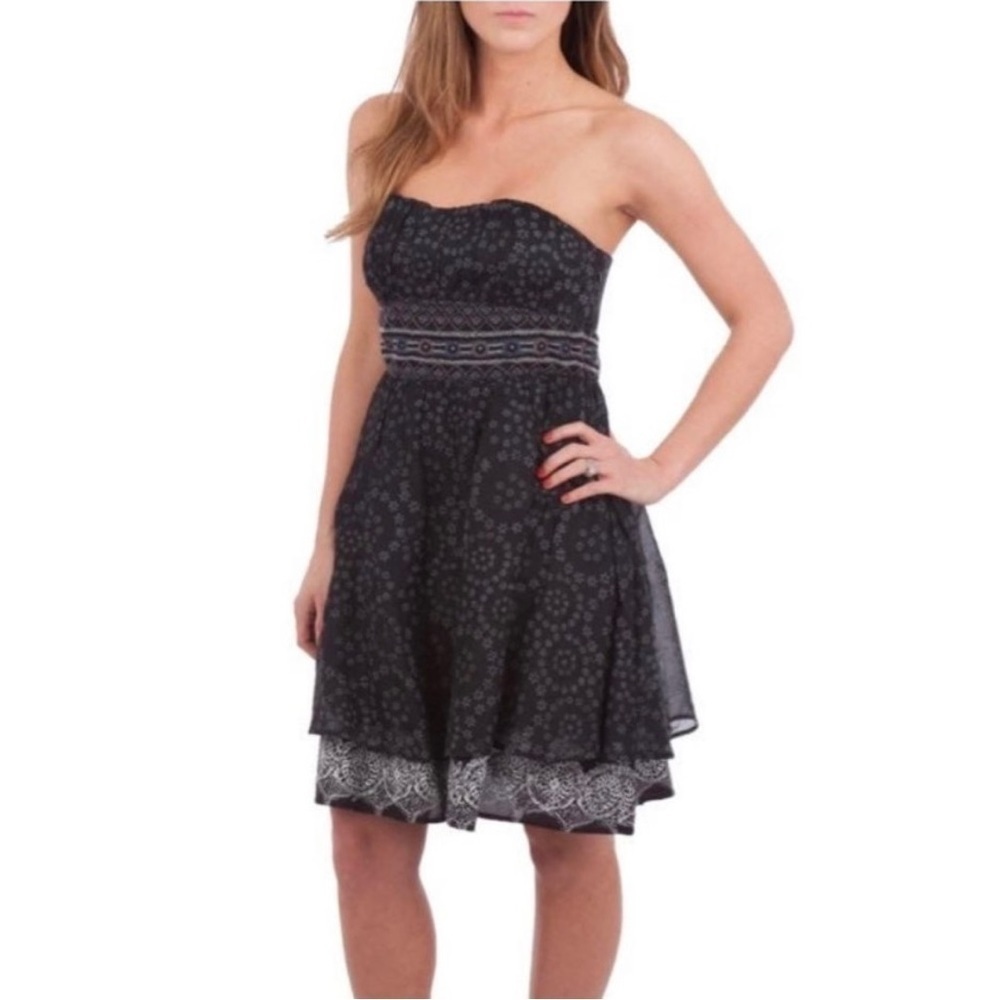 FREE PEOPLE Black/Gray Strapless Mini Dress Size 0